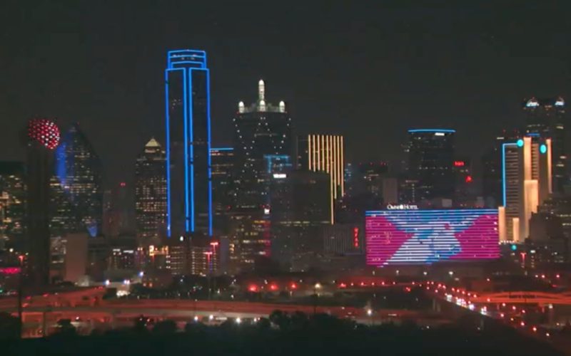 Dallas Skyline with FC Dallas logo